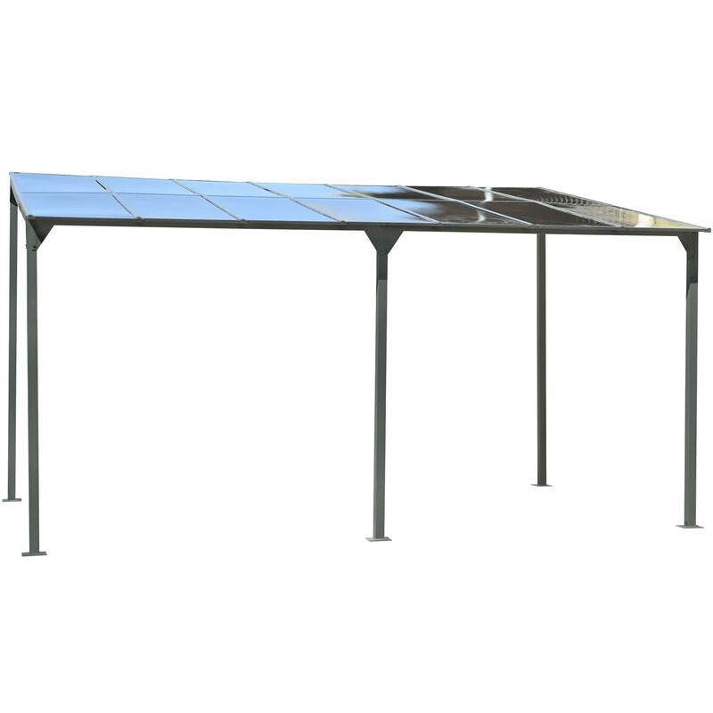 14.76x9.22 FT Outdoor Wall-Mounted Gazebo Lean-to Awning with PC Roof