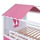preview thumbnail 10 of 13, Full Size Bunk House Bed with Playful Windows, Tent, and Slide - Stylish & Design for Fun and Functional Bedrooms, Pink+White