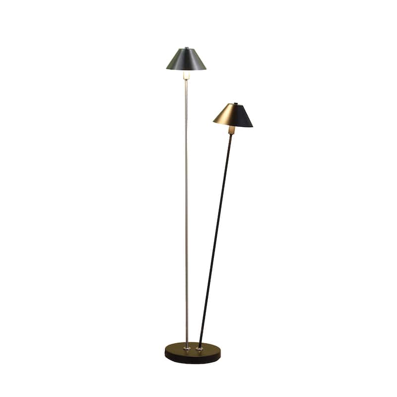 47.5 In. LED Double G-9 Matte Black/ Silver Brushed Nickel Floor Lamp