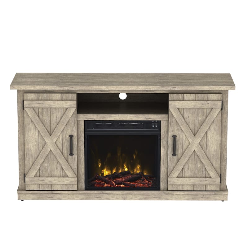 Cottonwood Fireplace TV Stand for TVs up to 55", Ashland Pine - 47.5 inches in width
