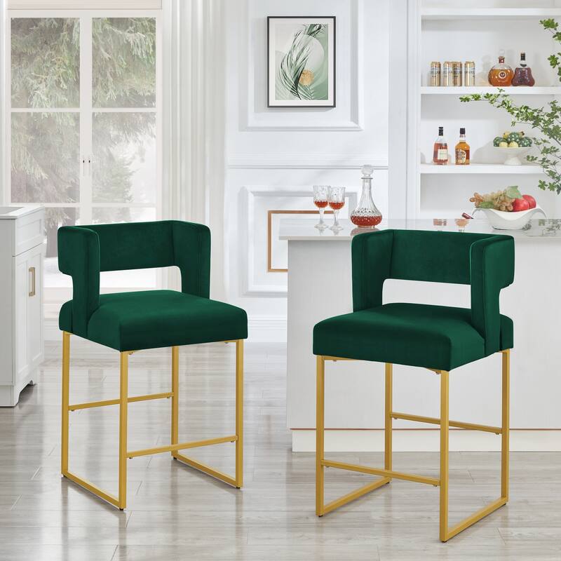 Modern Fashion Counter Height Bar Stools With Unique Square Open Backrest