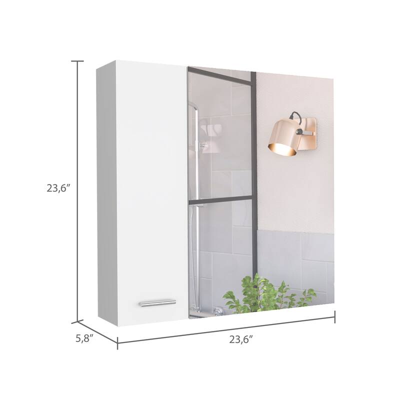 Medicine Cabinet with Four Internal Shelves and Double Doors- Space-Saving Wall-Mounted