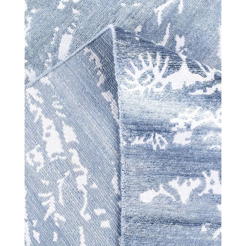 Modern One-of-a-Kind Hand-Knotted Area Rug, Blue - 9' 0" x 12' 1"