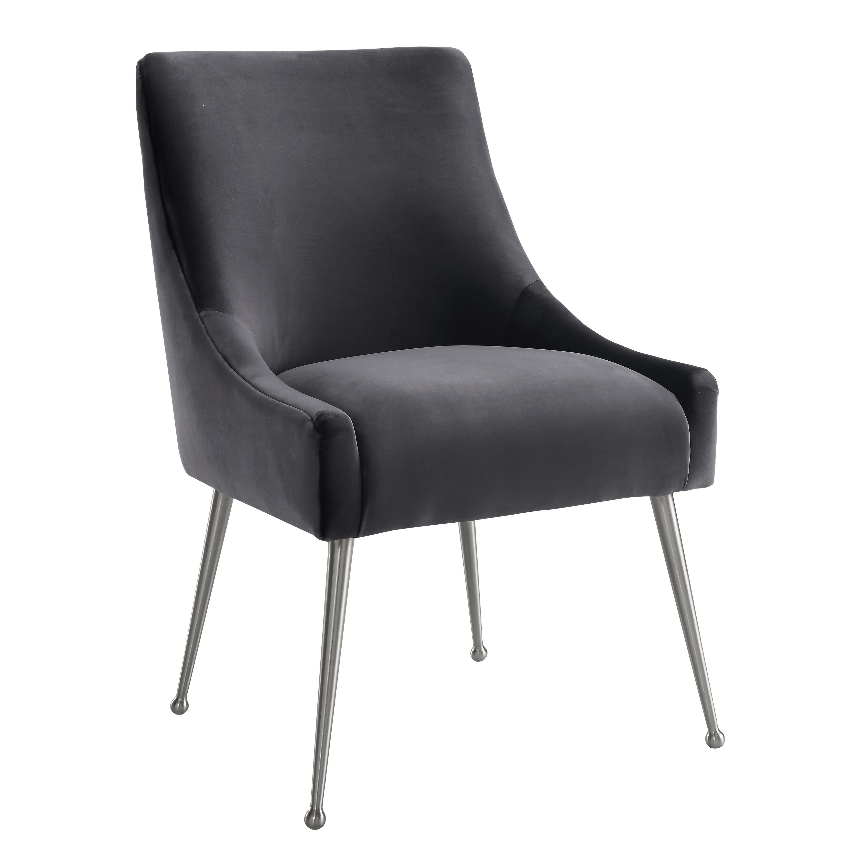 Beatrix Handmade Grey Velvet Curved Side Chair Overstock 26275295