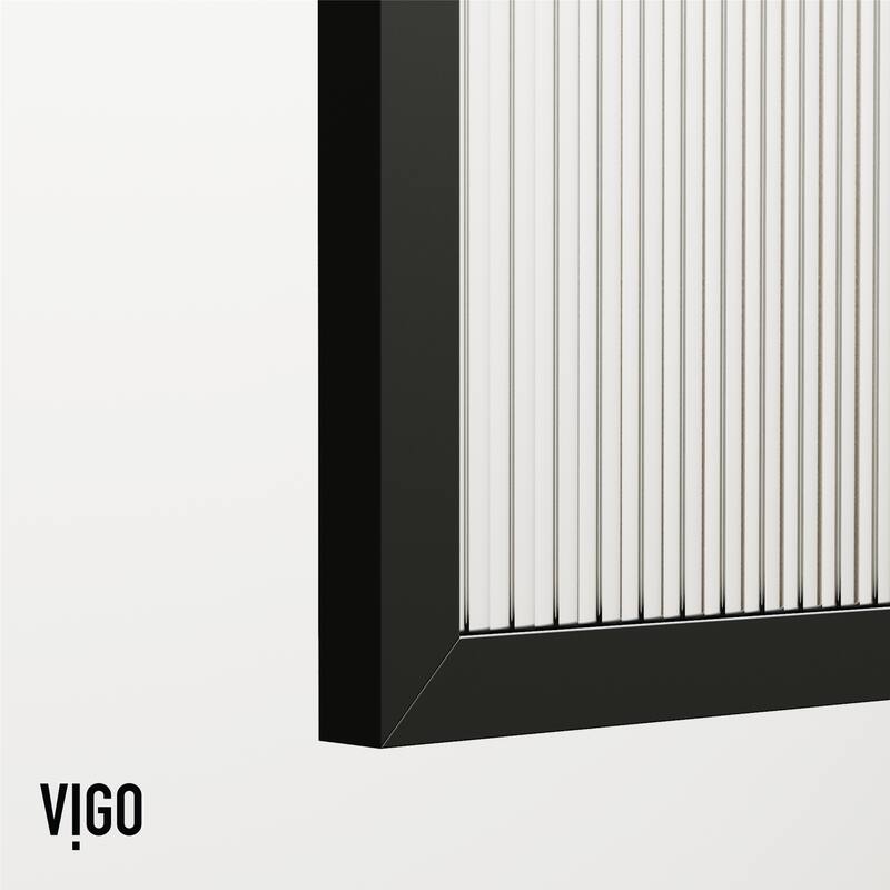 VIGO Divide 34" W x 74" H Framed Fixed Shower Screen in Matte Black