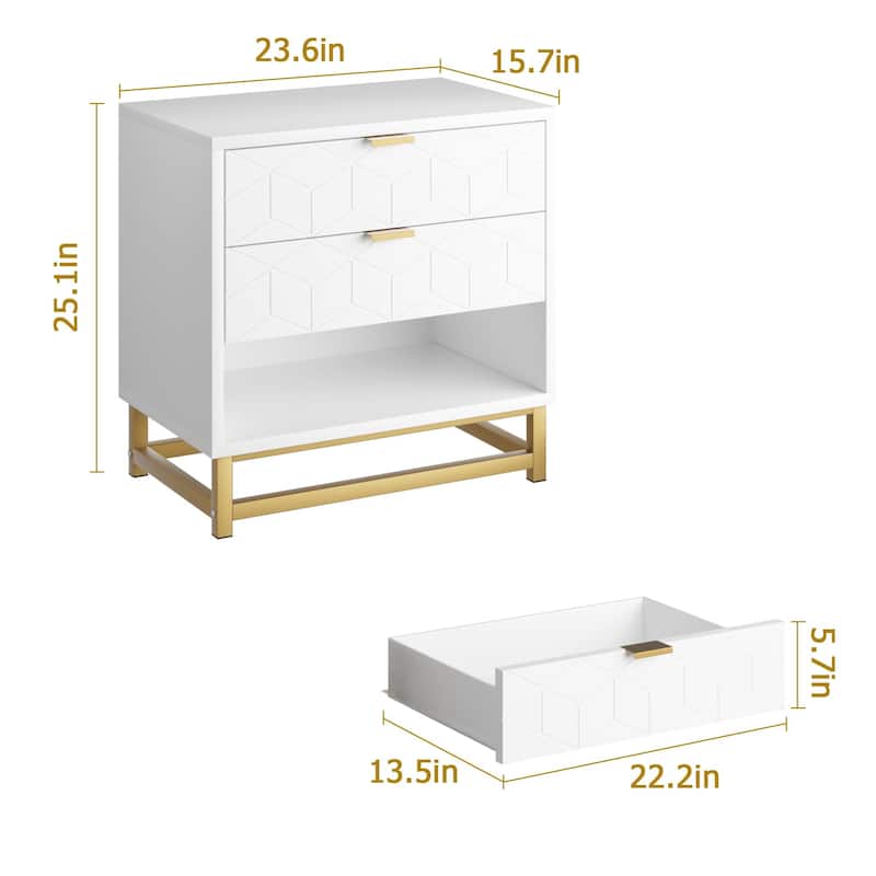 3 Drawer Dresser with Metal Legs, Wood Storage Chest for Bedroom, Living Room, Hallway, Wide Organizer