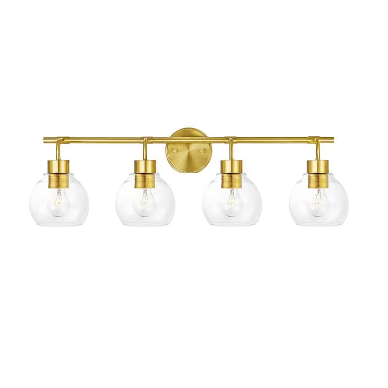 KAWOTI 30.5" 4-light Modern Antique Brass Vanity Light with Glass Shade