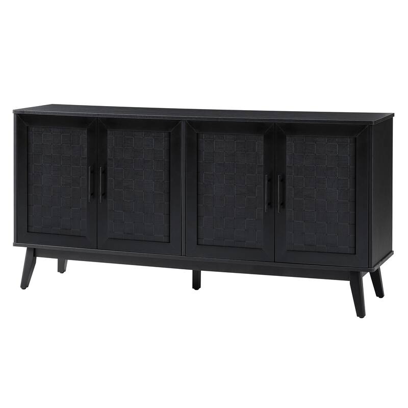 Jack Modern 63" Wide Sideboard with Handwoven Doors and Adjustable Shelf by HULALA HOME
