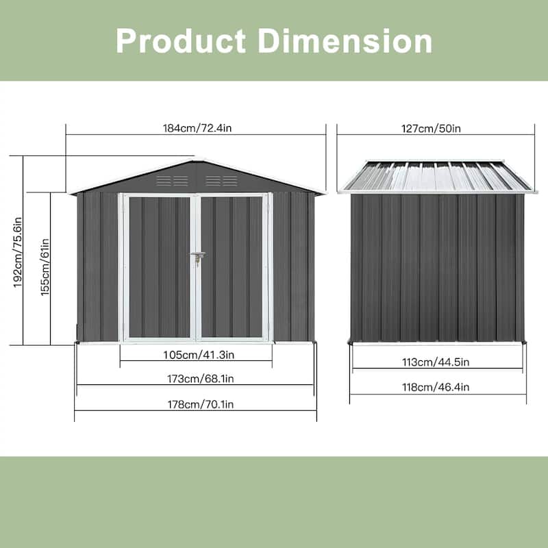6 ft. W x 4 ft. D Electro-Galvanized Outdoor Metal Storage Shed