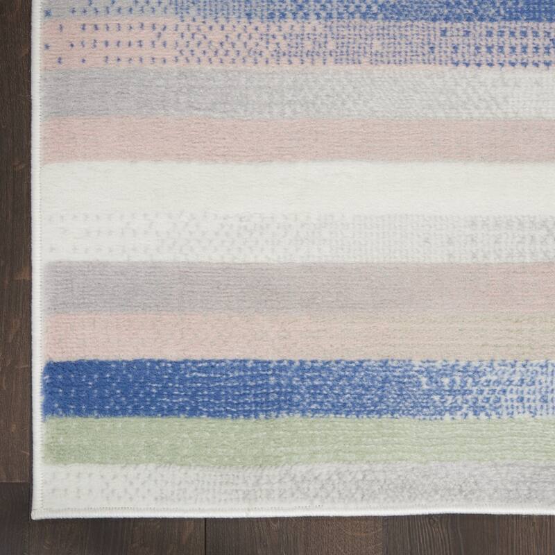 Ceceb Power Loomed Distressed Abstract Modern Non Skid Stain Resistant Area Rug By HomeRoots - 96' X '24' X '0.39