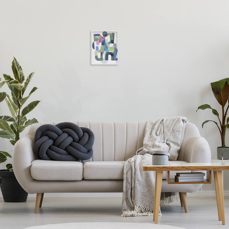 Stupell Retro Geometrics on Grey Framed Giclee Art Design By Coco Good