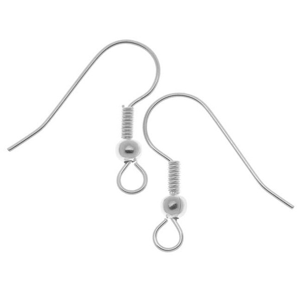 Silver Plated Surgical Steel Earring Hooks Hypo-Allergenic (x100)