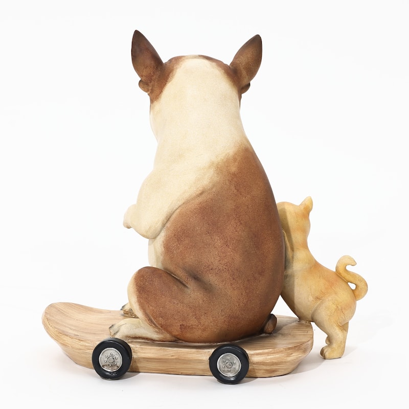 Kitten and Dog with Skateboard Sculpture Resin Statue, Indoor and ...