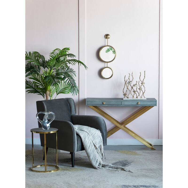 2 Circle Mirrors for Wall Decor,11" x 28.5" - Gold