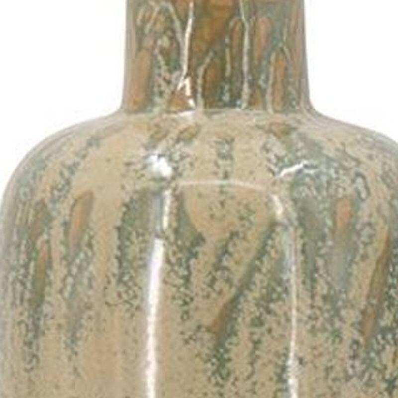 Set of Three Beige Blue And Green Round Ceramic Table Vase - 14.90