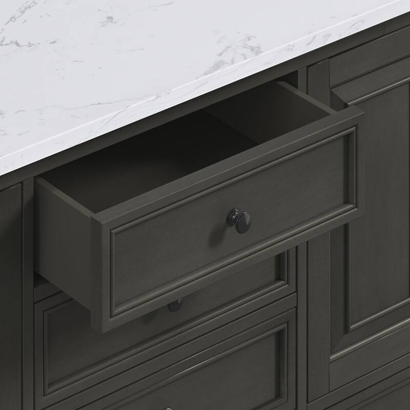 Thompson 72 in. Double Sink Bathroom Vanity with Engineered Stone Top - 73"W x 22"D x 35"H