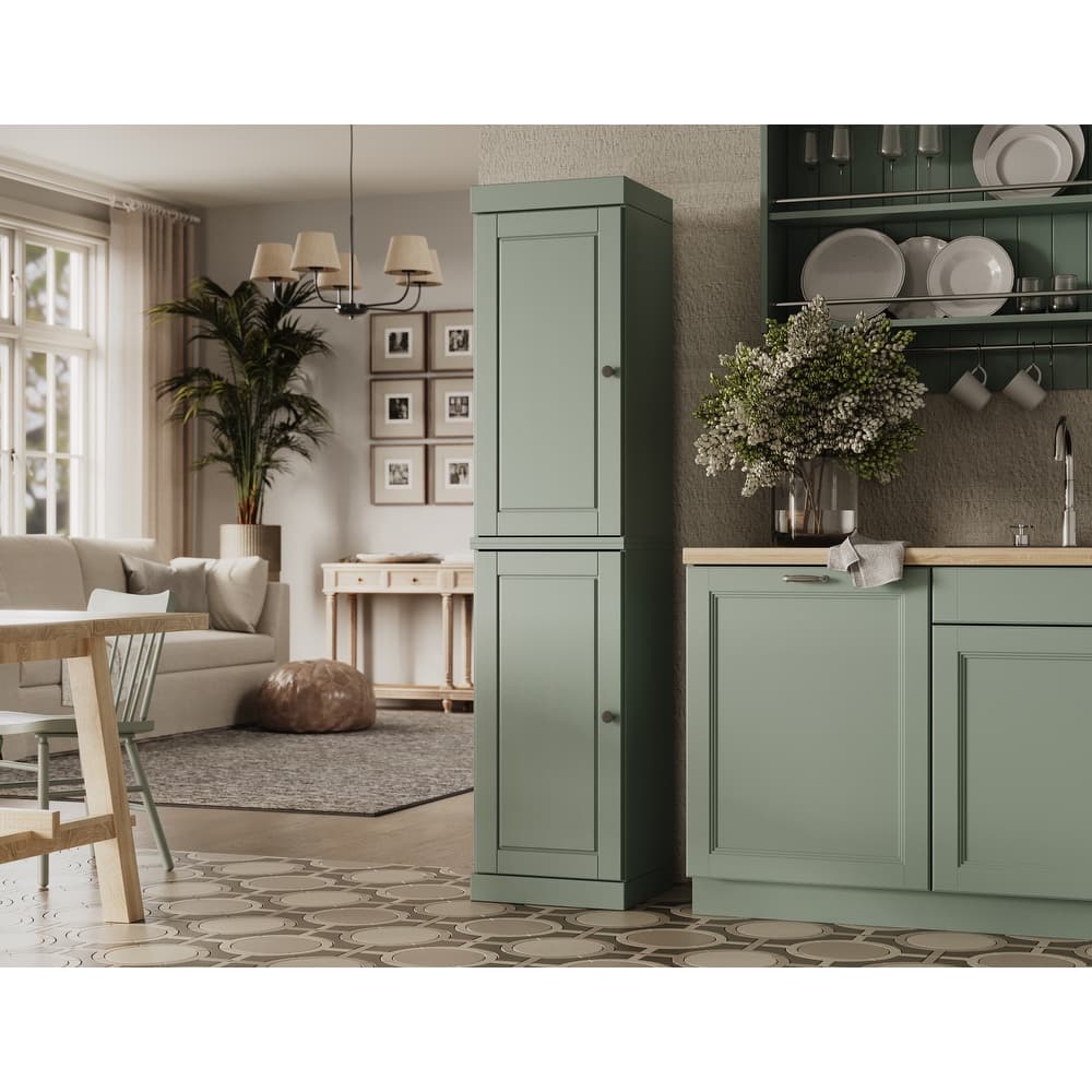 100% Solid Wood Tall Kitchen Pantry Cabinet with Doors & Adjustable Shelves, 16.5" W x 71.5" H, Palace Imports