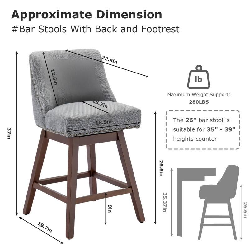 Counter Height Swivel Nail Head Upholstered Barstools Set of 6