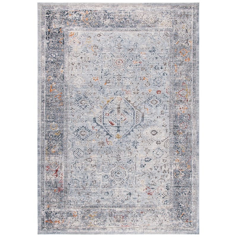 SAFAVIEH Madison Oralia Modern Polyester Rug - 6'7" x - 4' x 6' - Light Grey/Navy