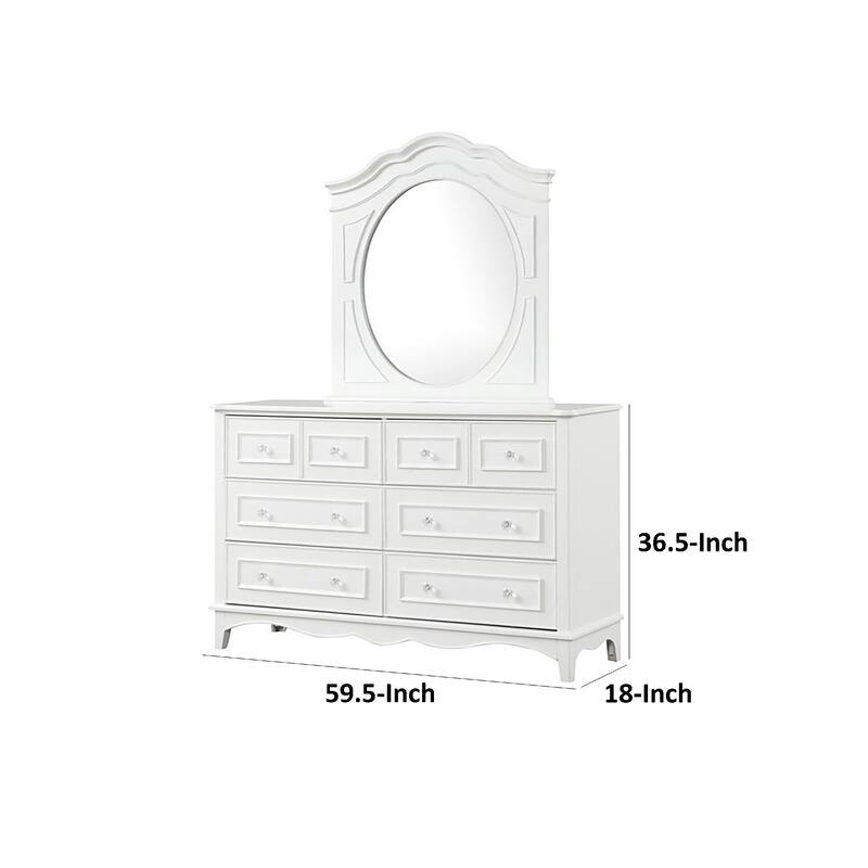 Calpan Wide Dresser, 6 Drawers, Modern White Solid Wood Frame