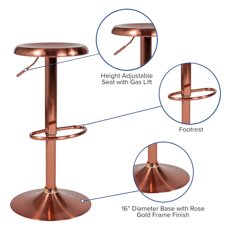 Adjustable Height Retro Barstool - 16"W x 16"D x 23" - 31"H