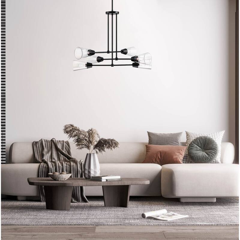 Norro 33.5 in. 6-Light Matte Black Modern Pendant Light