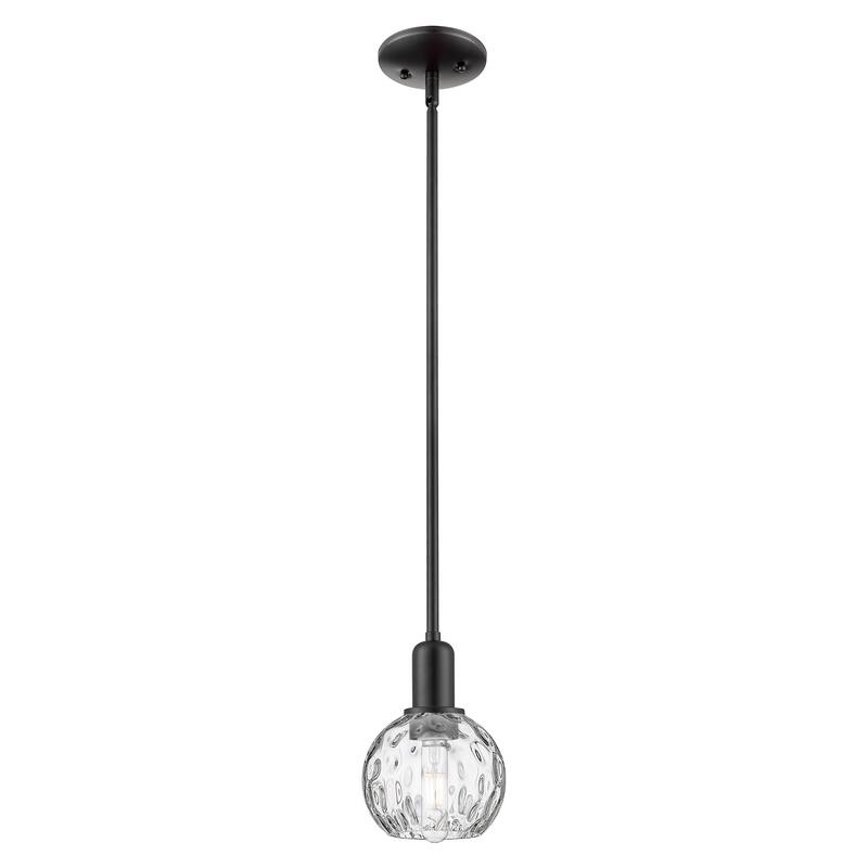 Innovations Lighting Endless Possibilities Arcadia - Athens Water Glass - 1 Light 6" Stem Hung Mini Pendant - Clear Water Glass/Matte Black