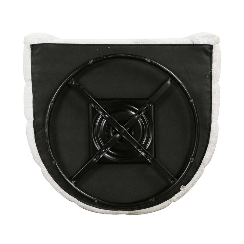 Arden 31" Boucle Swivel Chair with Ottoman - Solid Wood Legs