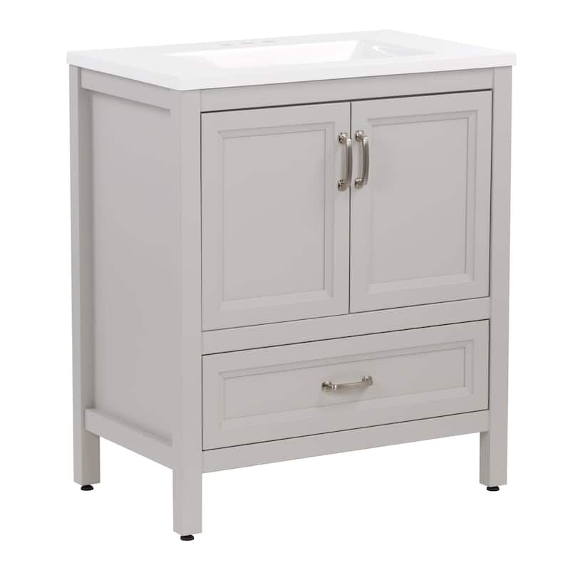 Spring Mill Cabinets Destan 30.5" Bathroom Vanity With 2-Door Cabinet, 1 Drawer, and White Sink Top