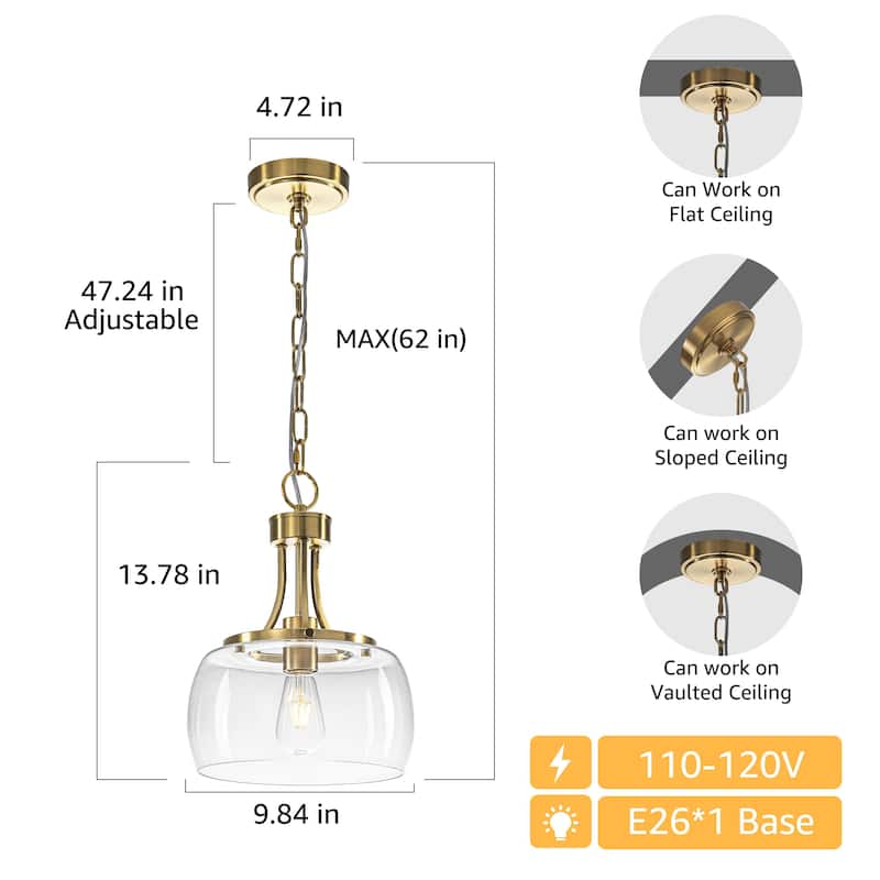 Starsky 1/3-Light Modern Clear Glass Dome Pendant Light