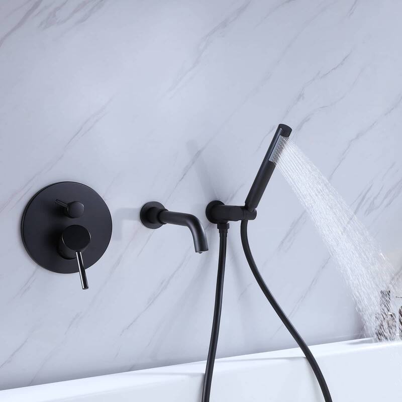Wall Mount Tub Faucet With Hand Shower Single Handle Bathroom Roman Bathtub Faucets Modern Tub Filler With Handheld Shower