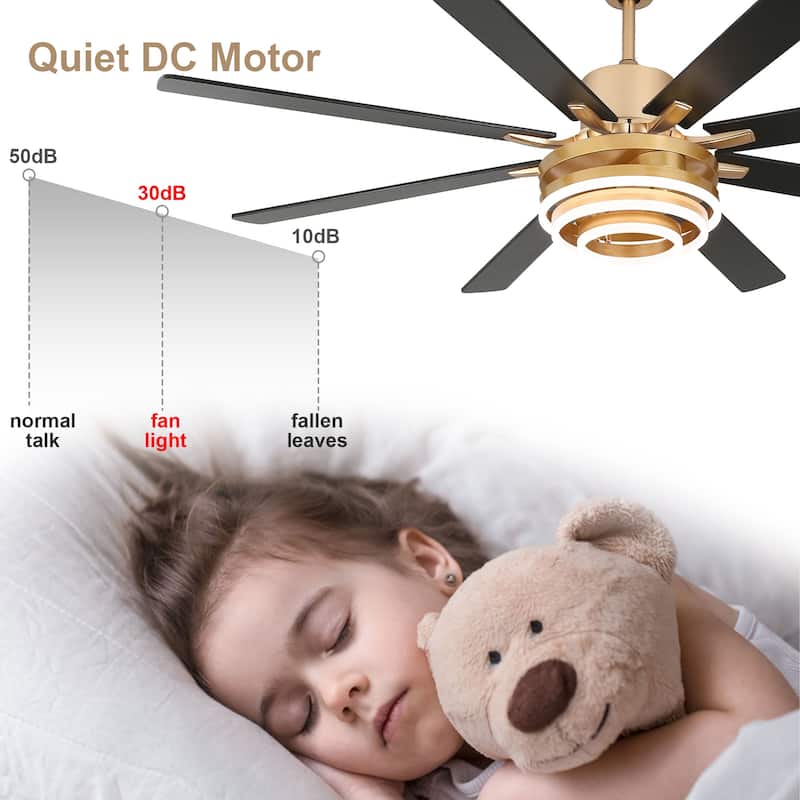 Bella Depot 72" Modern Large Ceiling Fan with Dimmable LED Light and Remote Control 6-Speed Reversible DIY Shade Chandelier