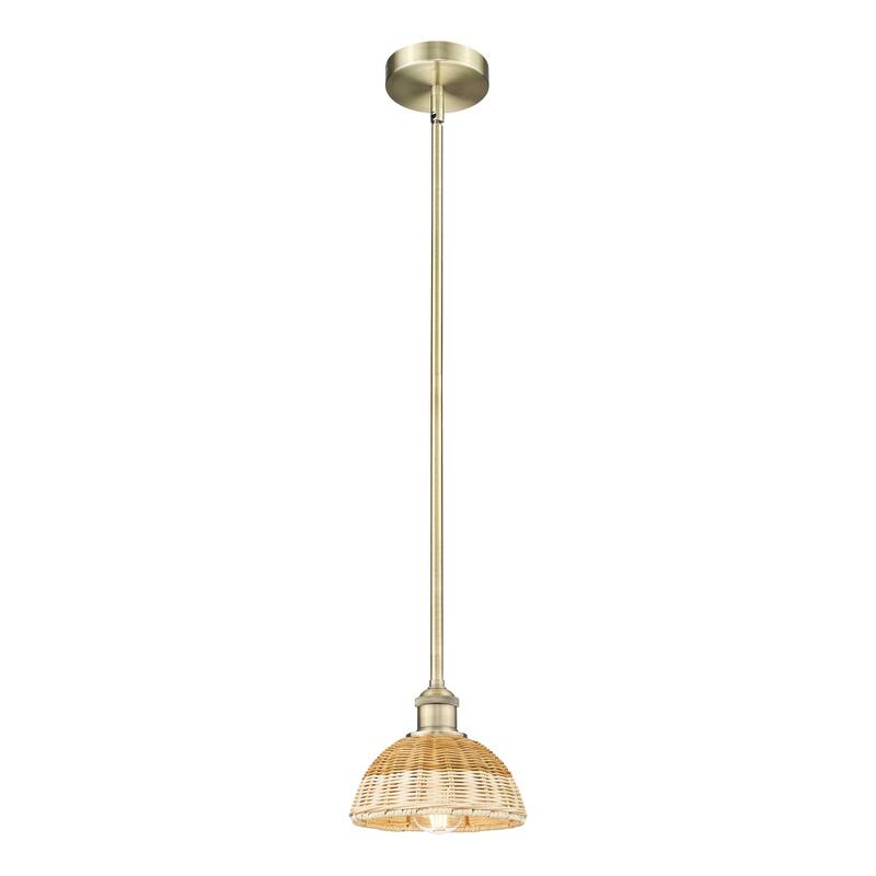 Innovations Lighting Endless Possibilities Edison - Bristol Natural II - 1 Light 8" Stem Hung Mini Pendant - Antique Brass/Natural