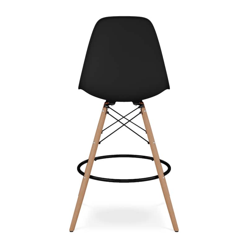 Plastic Seat Brown Wood Counter Height Bar Chair with Footrest - 21” x 22” x 41” (D x W x H)
