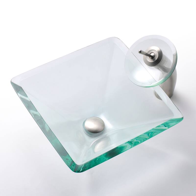 Kraus 16-1/2" Aquamarine Glass Vessel Bathroom Sink - Includes Pop-Up