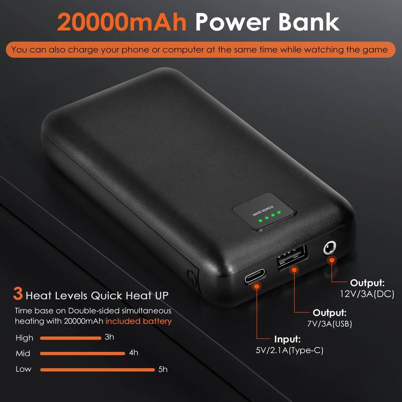 21 Inch 2 Pack Black Heated Stadium Seats for Bleachers with 20000mAh Power Bank Included Stadium Seating