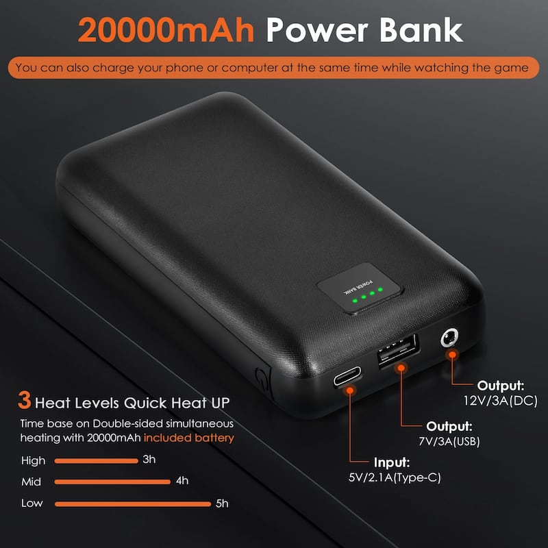 23 Inch 2-Pack Heated Stadium Seats for Bleachers with 20000mAh Power Bank Included Stadium Seating for Bleachers Seat