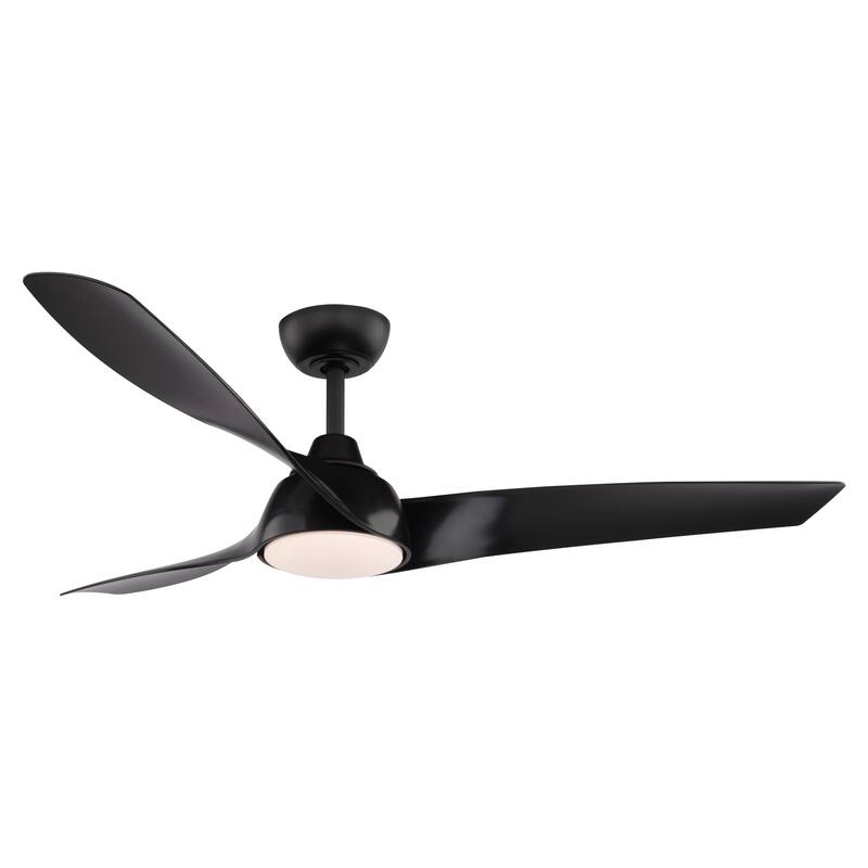 VAXCEL Crest Hill 56 in. Matte Black Indoor Ceiling Fan, Dimmable Integrated LED Light Kit, Remote Control, DC Motor