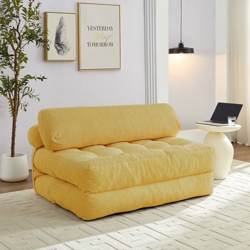 Mixoy W32''/W50'' Corded Velvet Fabric Folding Floor Lazy Futon Sofa Bed