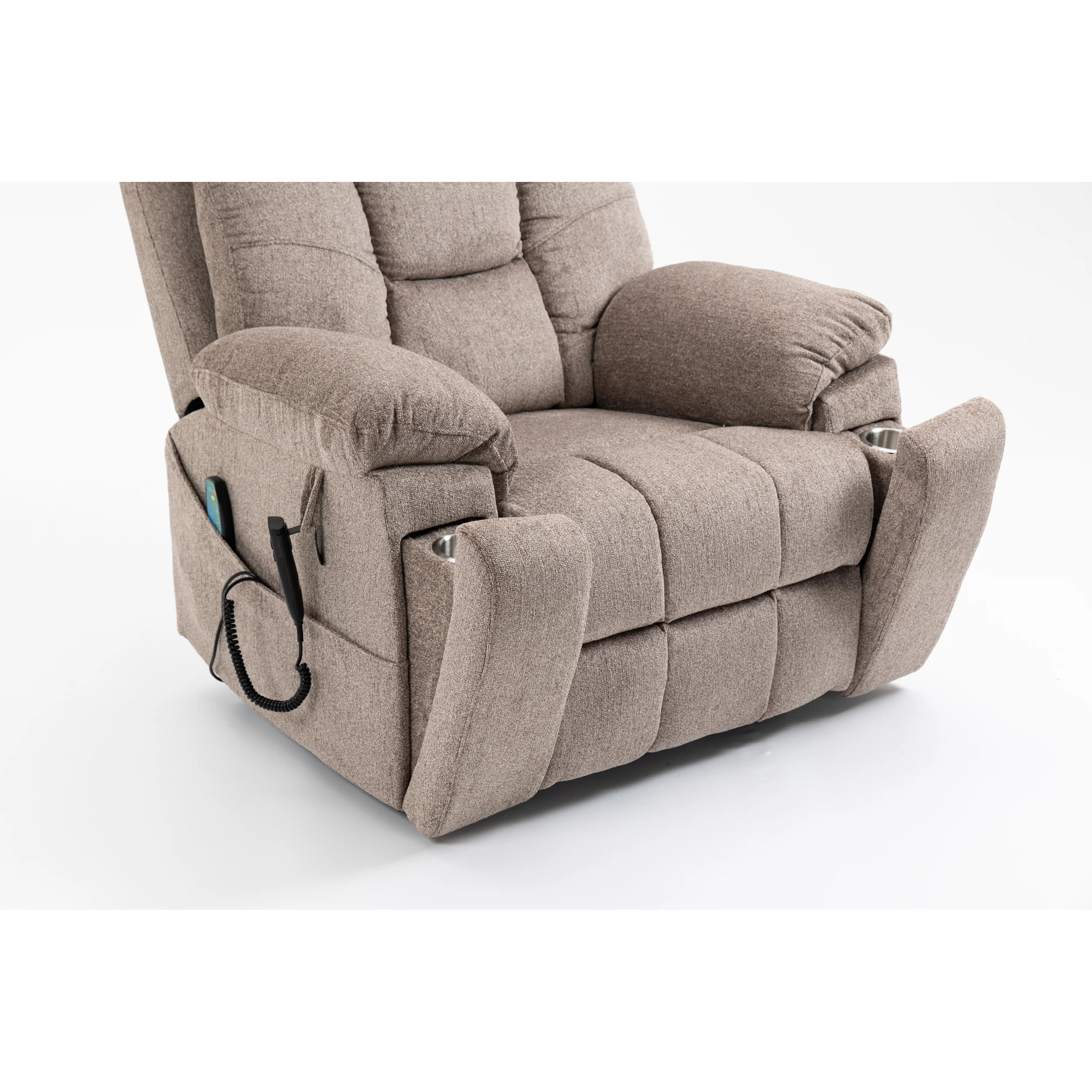 Power Lift Recliner Chair with Heating and Massage Functions Brown
