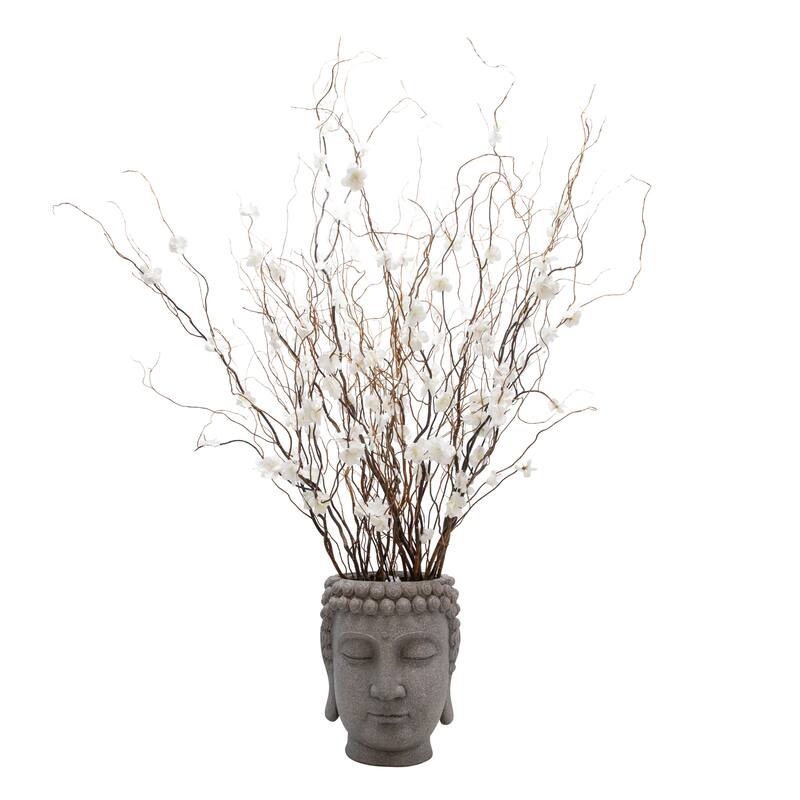 Gray Buddha Head Planter 16.75"H - 14.25" x 14.0" x 16.75"