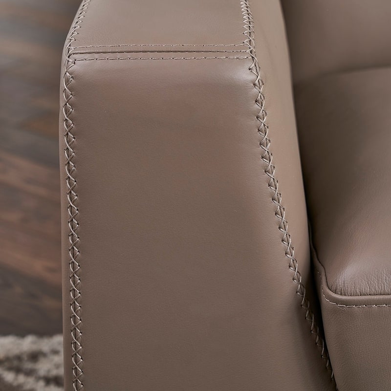 Hydeline Soma Top Grain Leather Loveseat With Feather, Memory Foam and Springs