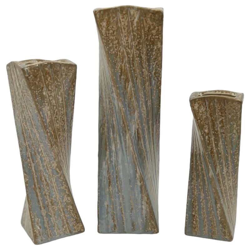 Stoneware Decorative Vase with Drip Glaze Finish Modern Home Decor