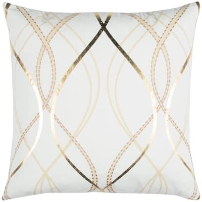 Rizzy Home Donny Osmond Collection Ivory and Gold Throw Pillow