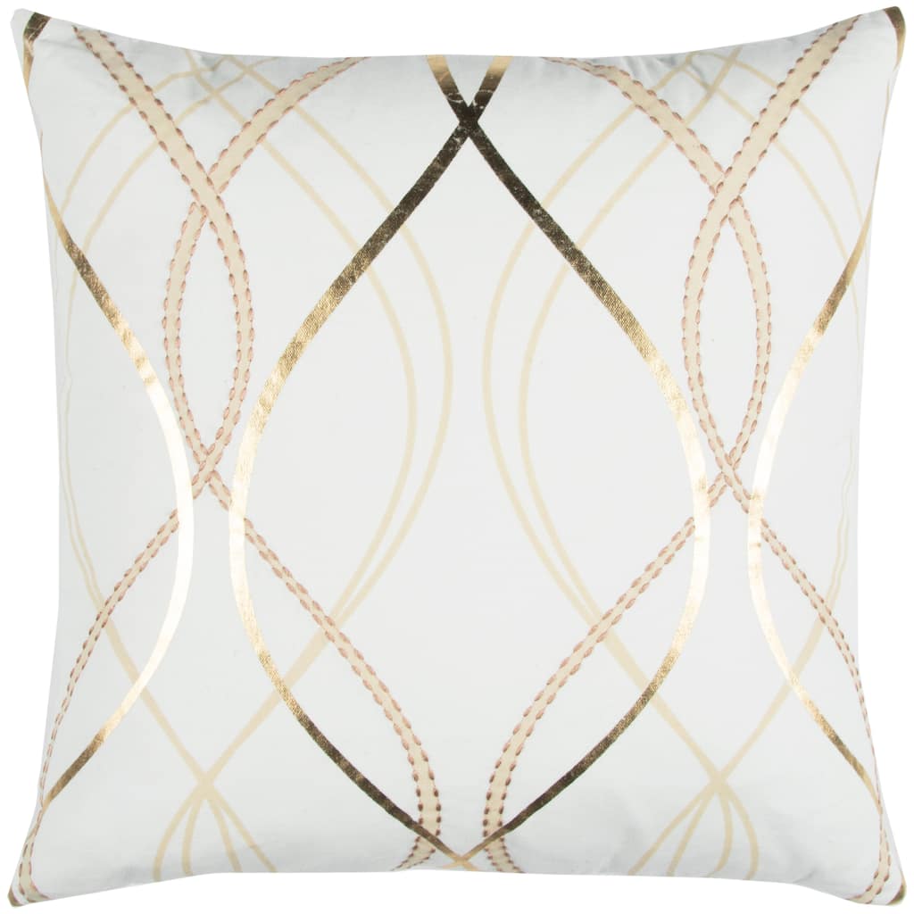 Rizzy Home Donny Osmond Collection Ivory and Gold Throw Pillow