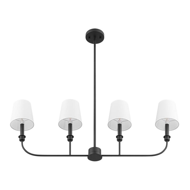 Prominence Home Billet 4-Light Linear Chandelier with Fabric Shades - 4-Light - Matte Black
