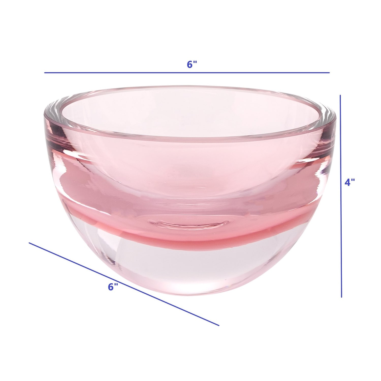 6 Mouth Blown European Made Lead Free Pink Crystal Bowl 6 Mouth Blown European Made Lead Free Pink Crystal Bowl