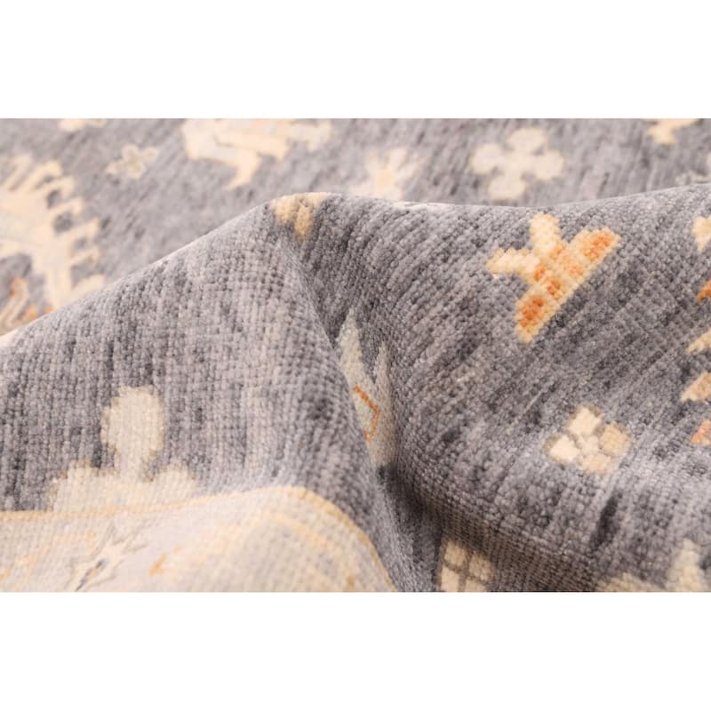 ECARPETGALLERY Hand-knotted Jules Sultane Dark Grey Wool Rug - 8'0 x 9'11