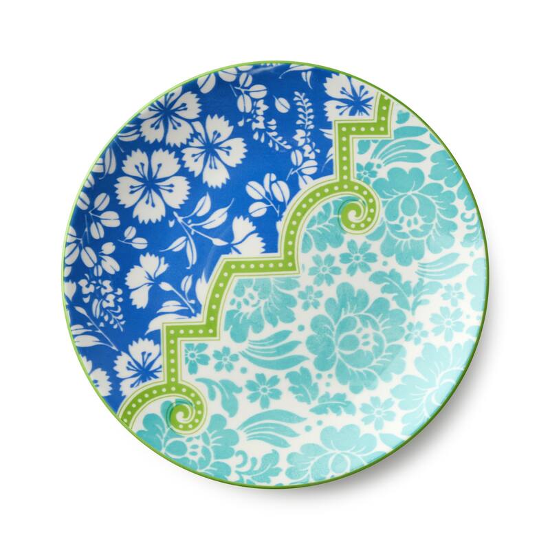 Certified International Pavillion 8.75" Salad/Dessert Plates, Set of 6 Assorted Designs - 8.75"L x 8.75"W x 1.00"H