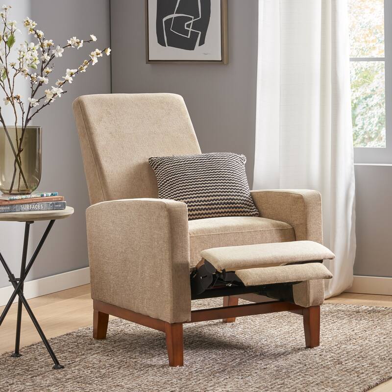 Living Room Lounge Chair, 27'' Wide Upholstered Recliner Sofa Chair with Retractable Footrest Modern Club Chair with Wood Frame